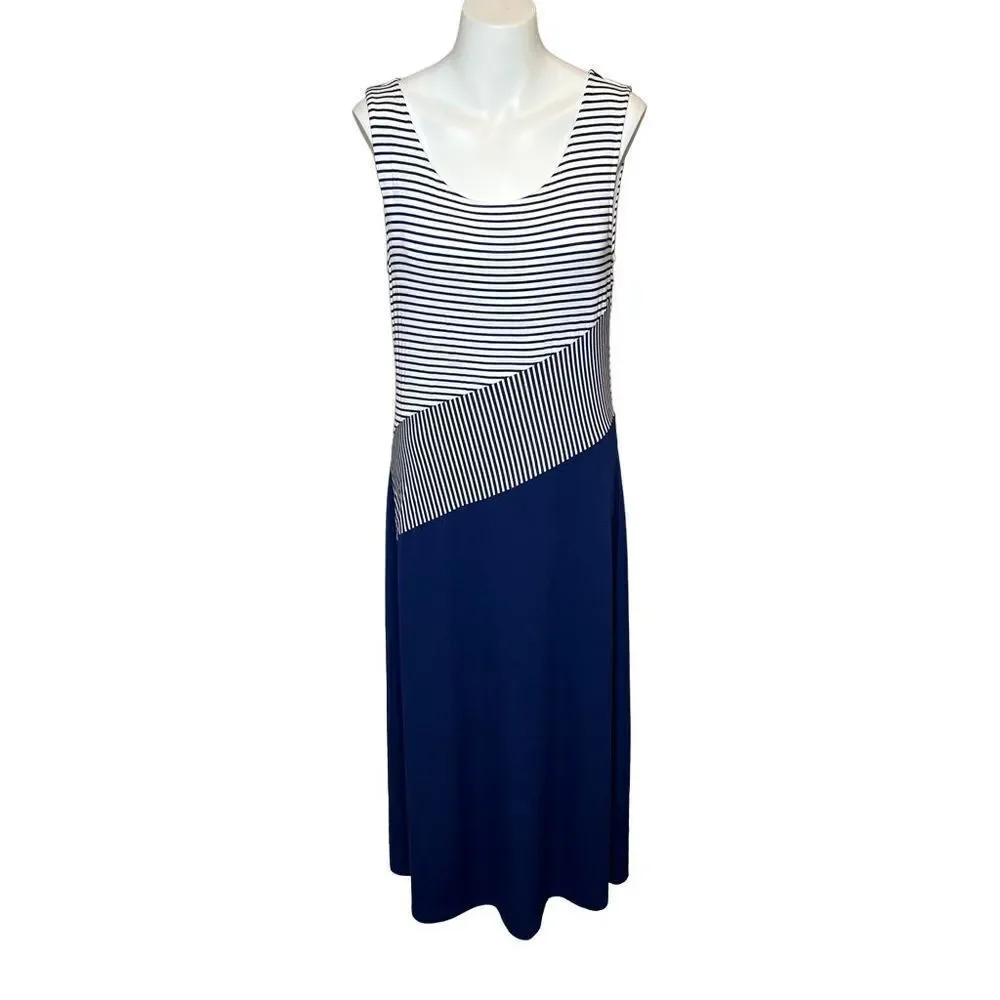 Coldwater Creek NWT blue and white striped sleeveless maxi dress size M